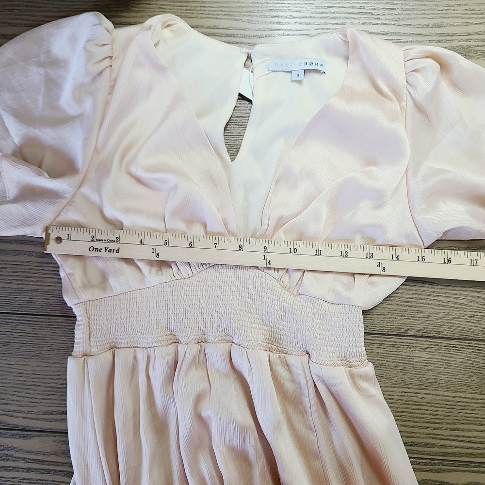 NEW Baltic Born‎ Birdie Maxi Dress S Cream Beige Silky Flowy V-Neck Formal Boho - Picture 11 of 13